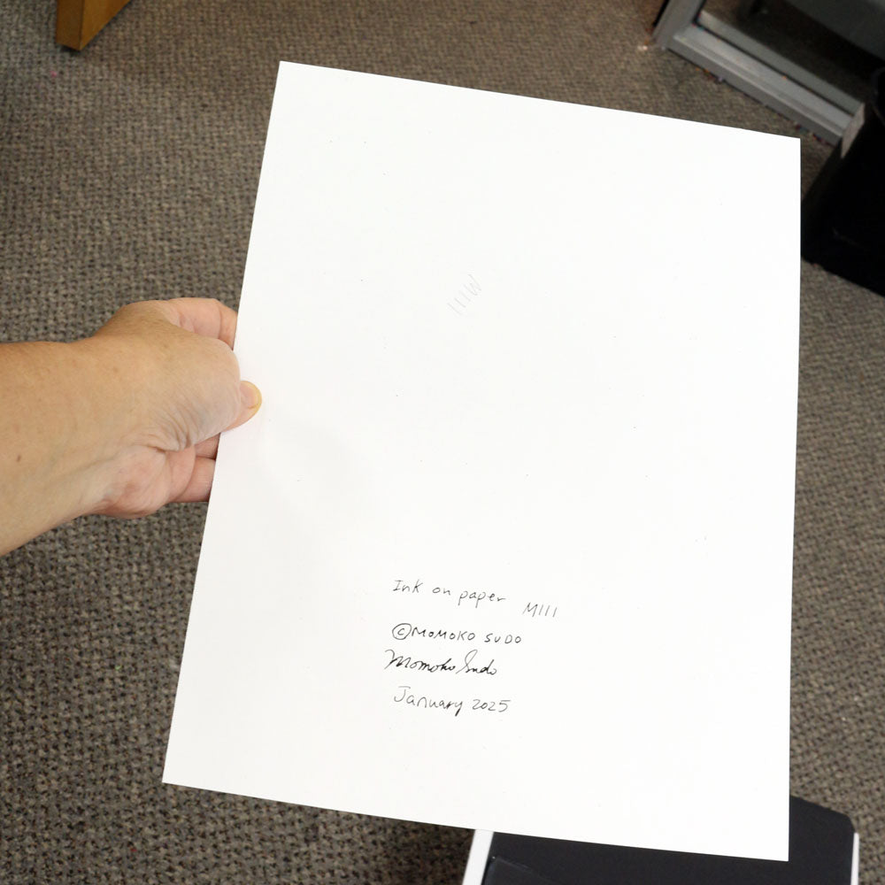 Original 9"x12" Mixed Media Drawing on Paper M111 "Ribbon" Gray