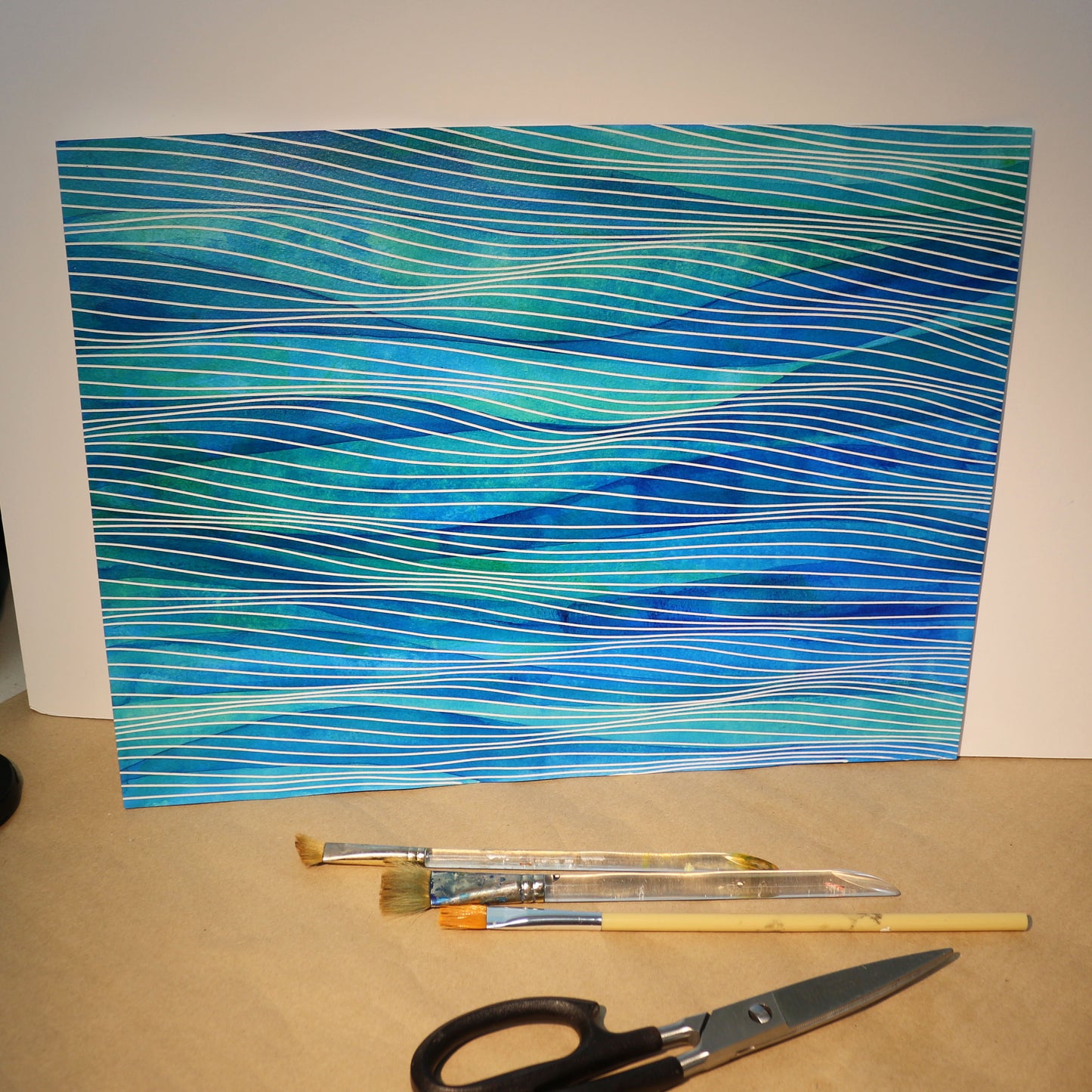 ALL ABOUT BLUE - ORIGINAL Acrylic Painting on Paper M015 - free shipping in US continental