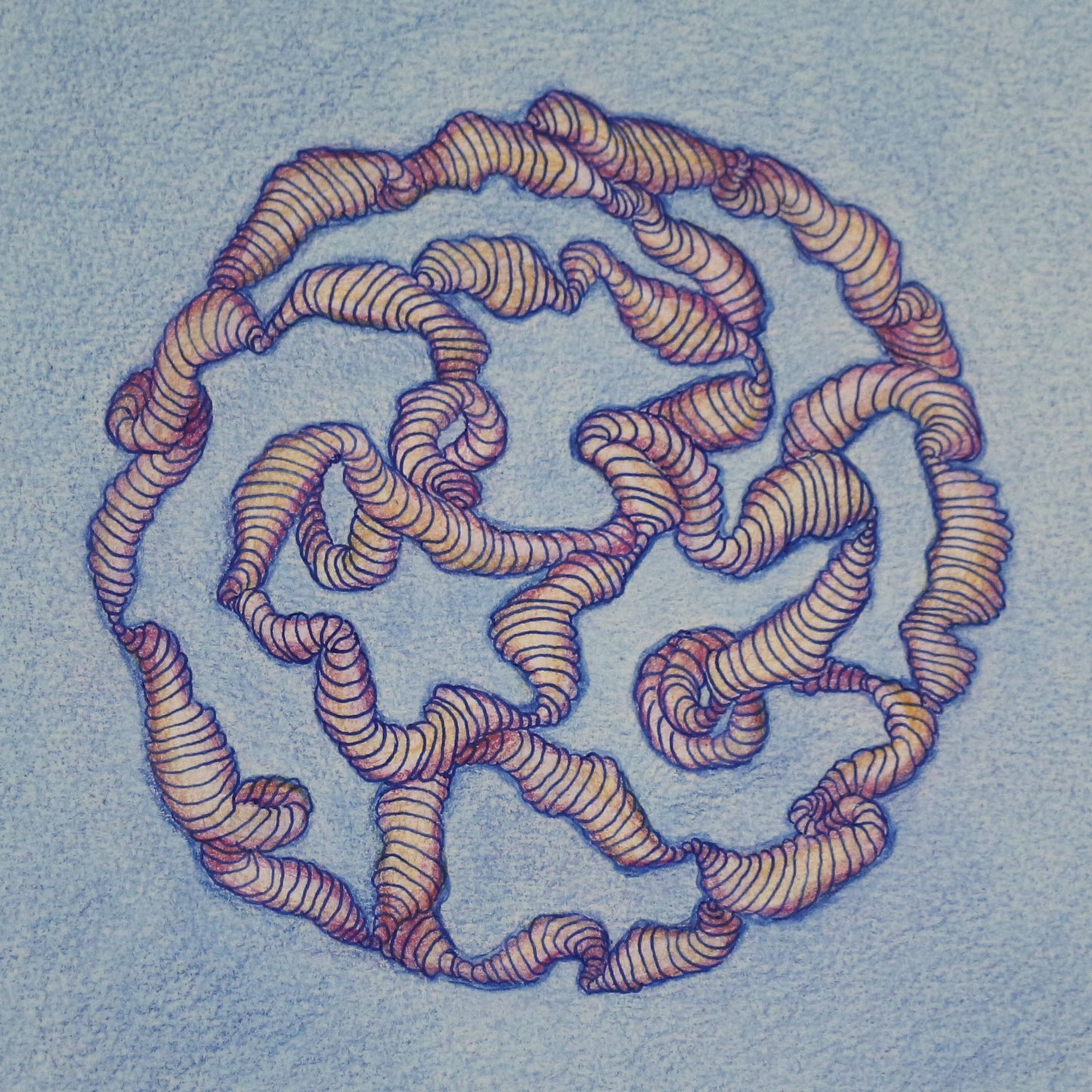 Original 8"x8" Mixed Media Drawing on Paper M102 "Odd Ball"