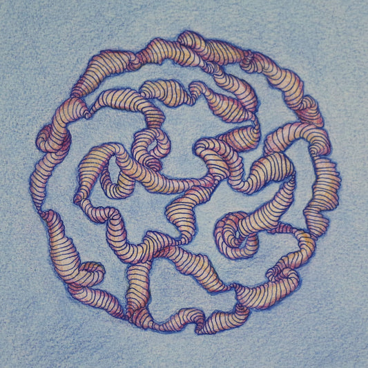 Original 8"x8" Mixed Media Drawing on Paper M102 "Odd Ball"