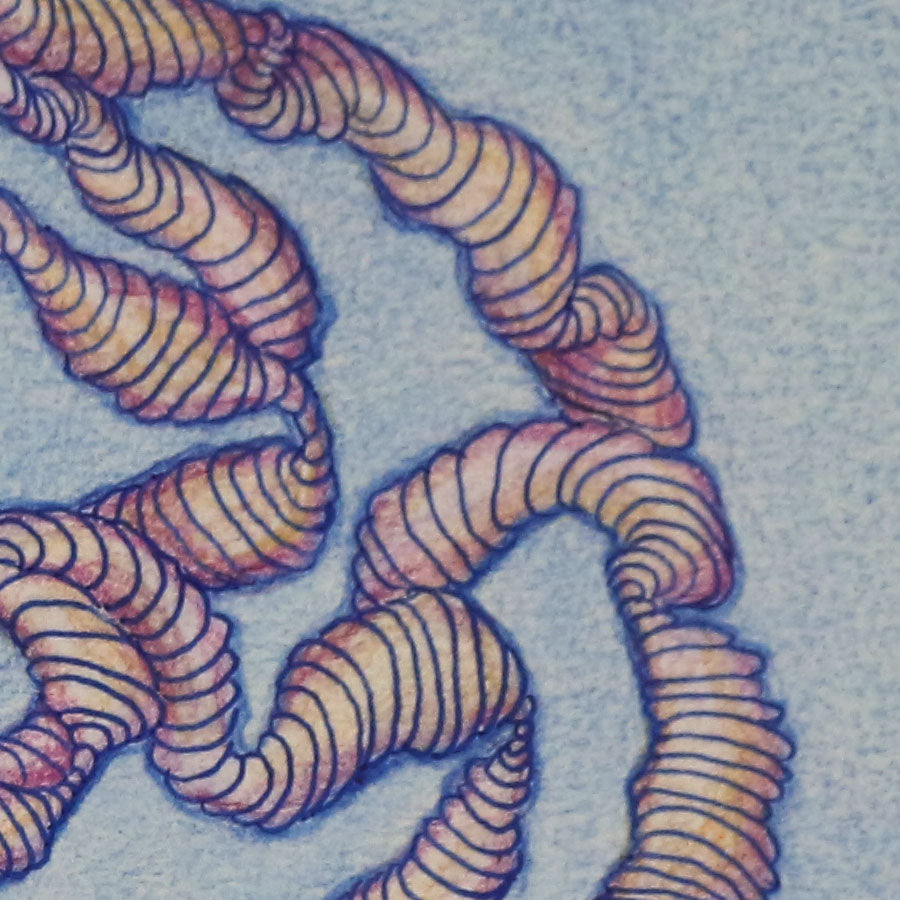 Original 8"x8" Mixed Media Drawing on Paper M102 "Odd Ball"