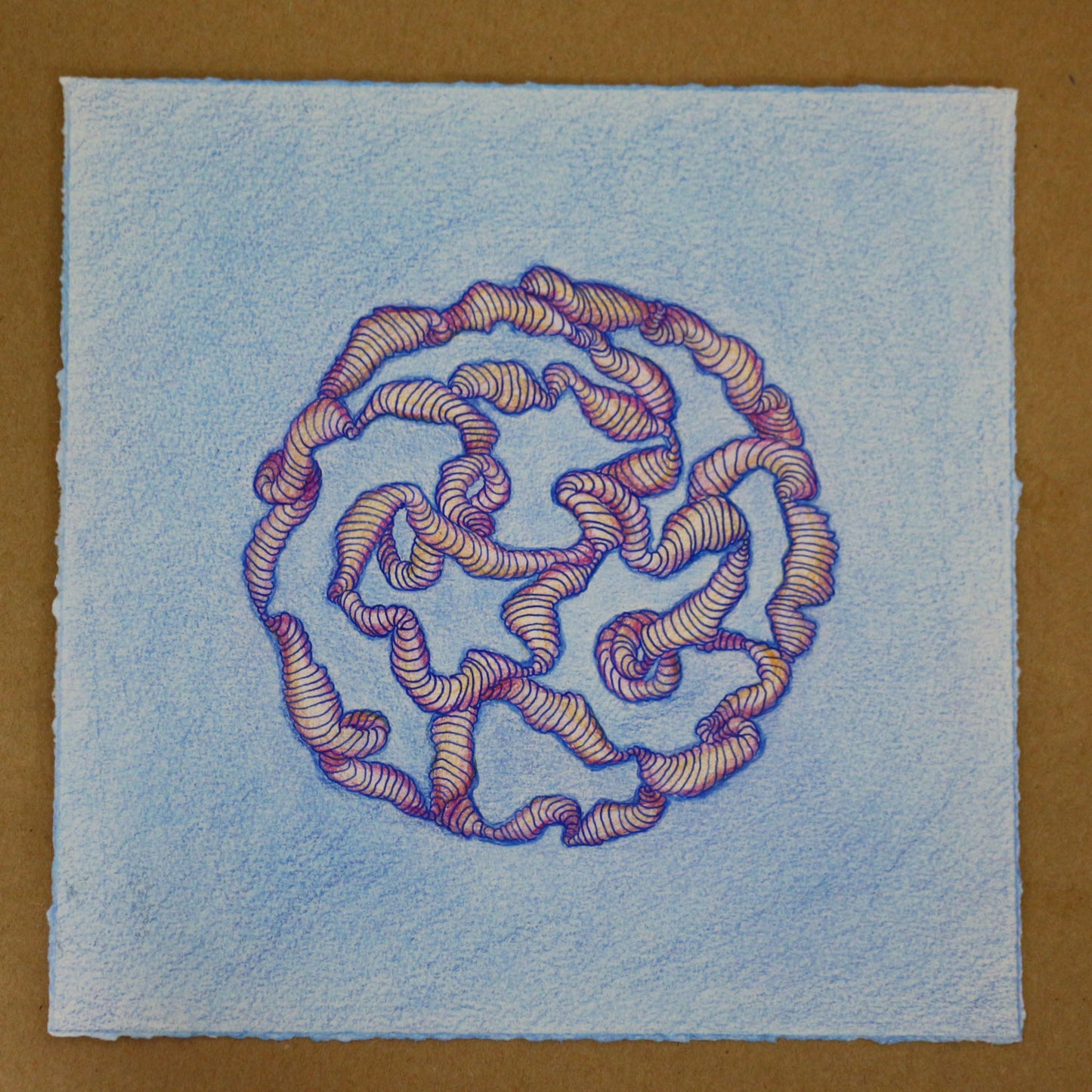 Original 8"x8" Mixed Media Drawing on Paper M102 "Odd Ball"