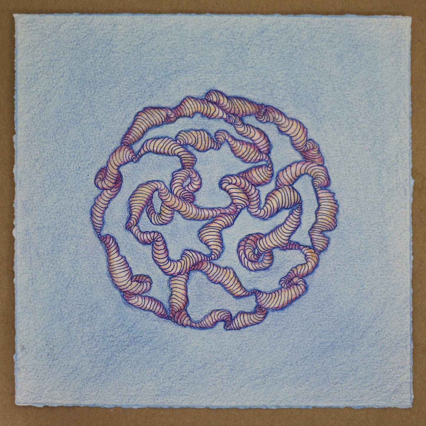 Original 8"x8" Mixed Media Drawing on Paper M102 "Odd Ball"