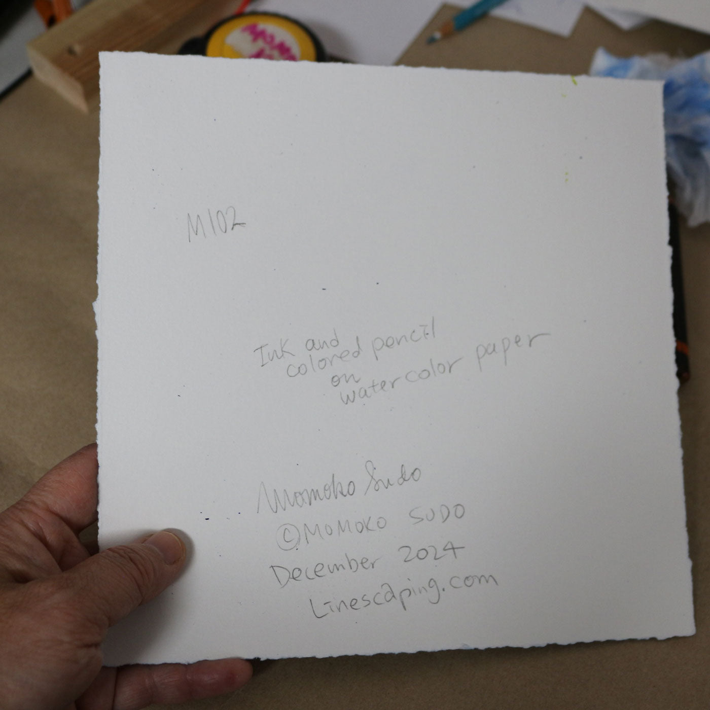 Original 8"x8" Mixed Media Drawing on Paper M102 "Odd Ball"