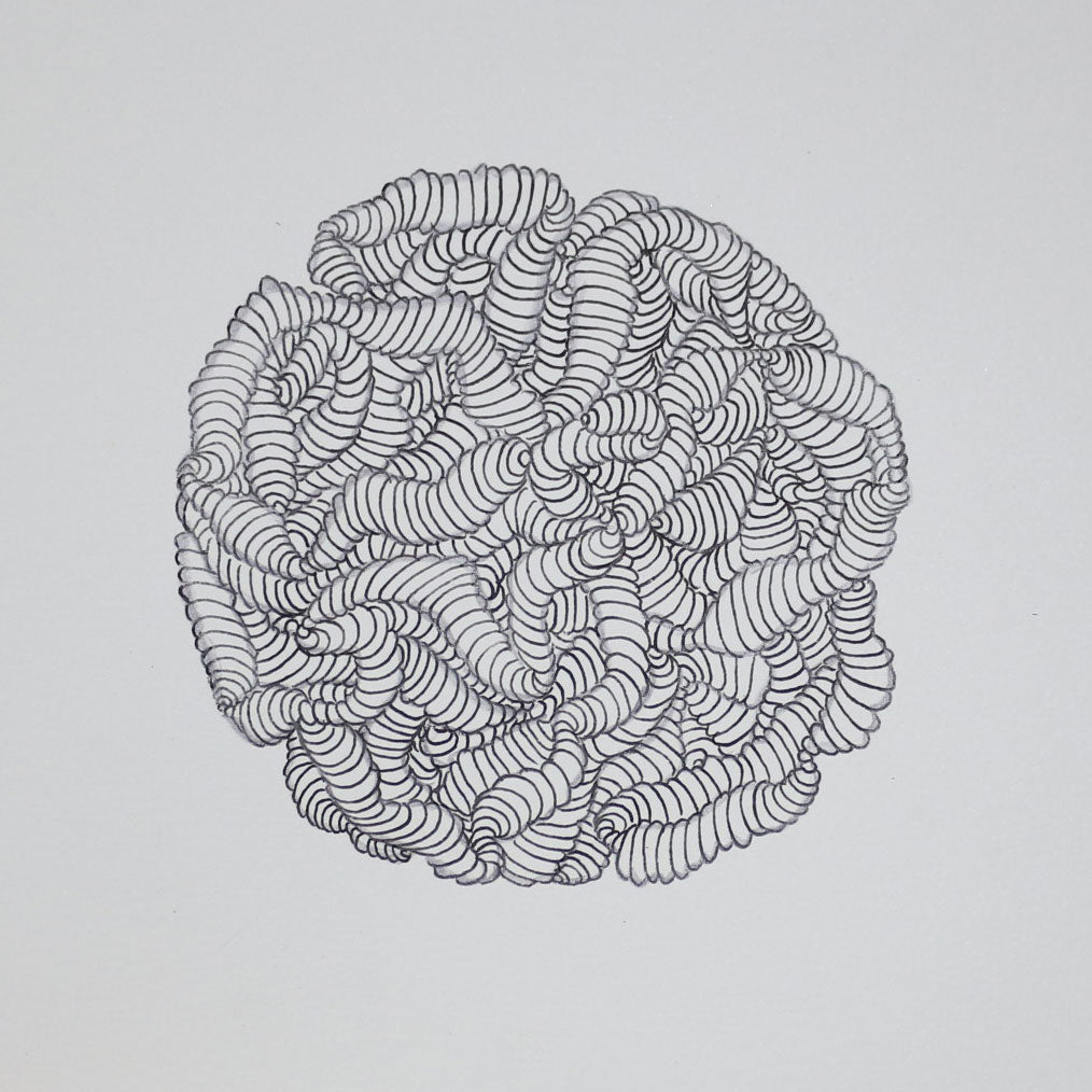 Original 8"x8" Mixed Media Drawing on Paper M103 "Odd Ball"