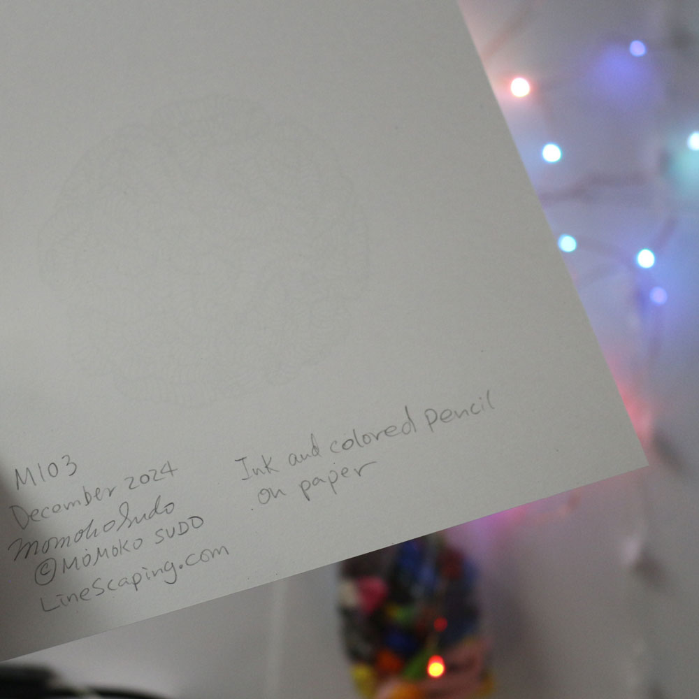 Original 8"x8" Mixed Media Drawing on Paper M103 "Odd Ball"