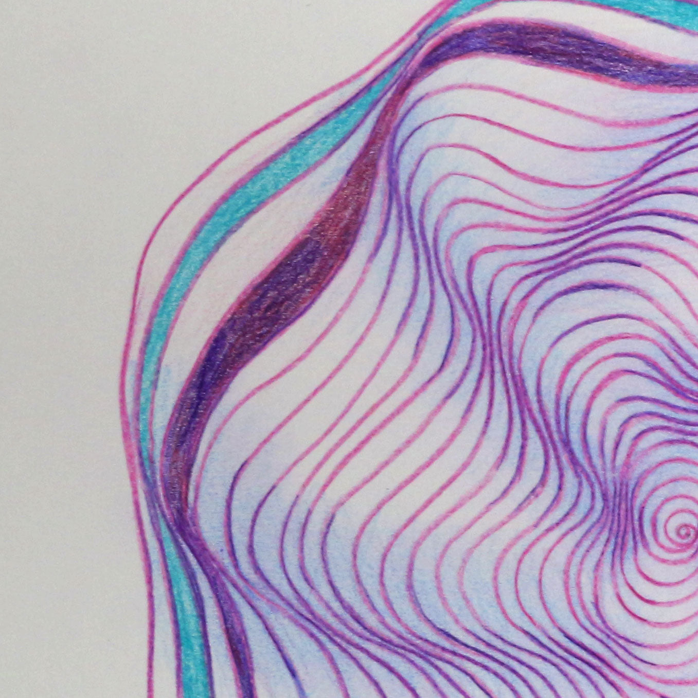 Original 9"x12" Mixed Medial Drawing on Paper - Spiral - Purple (M108)