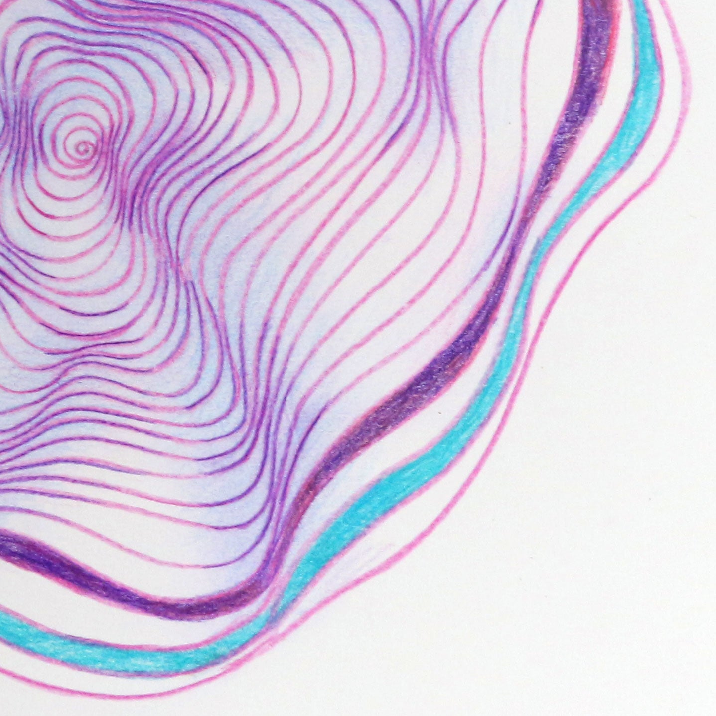 Original 9"x12" Mixed Medial Drawing on Paper - Spiral - Purple (M108)