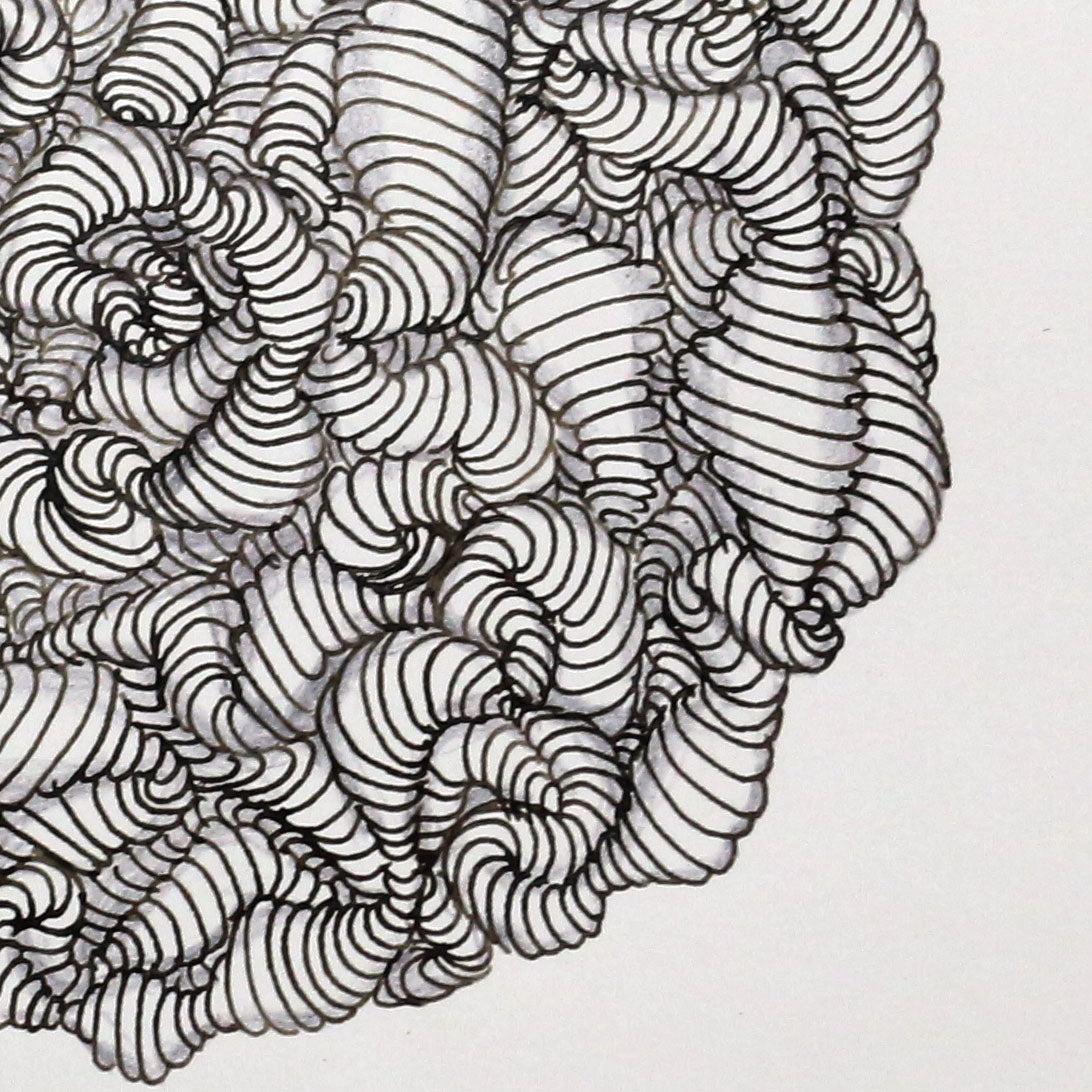 Original 9"x12" Mixed Media Drawing on Paper M109 "Odd Ball" Gray