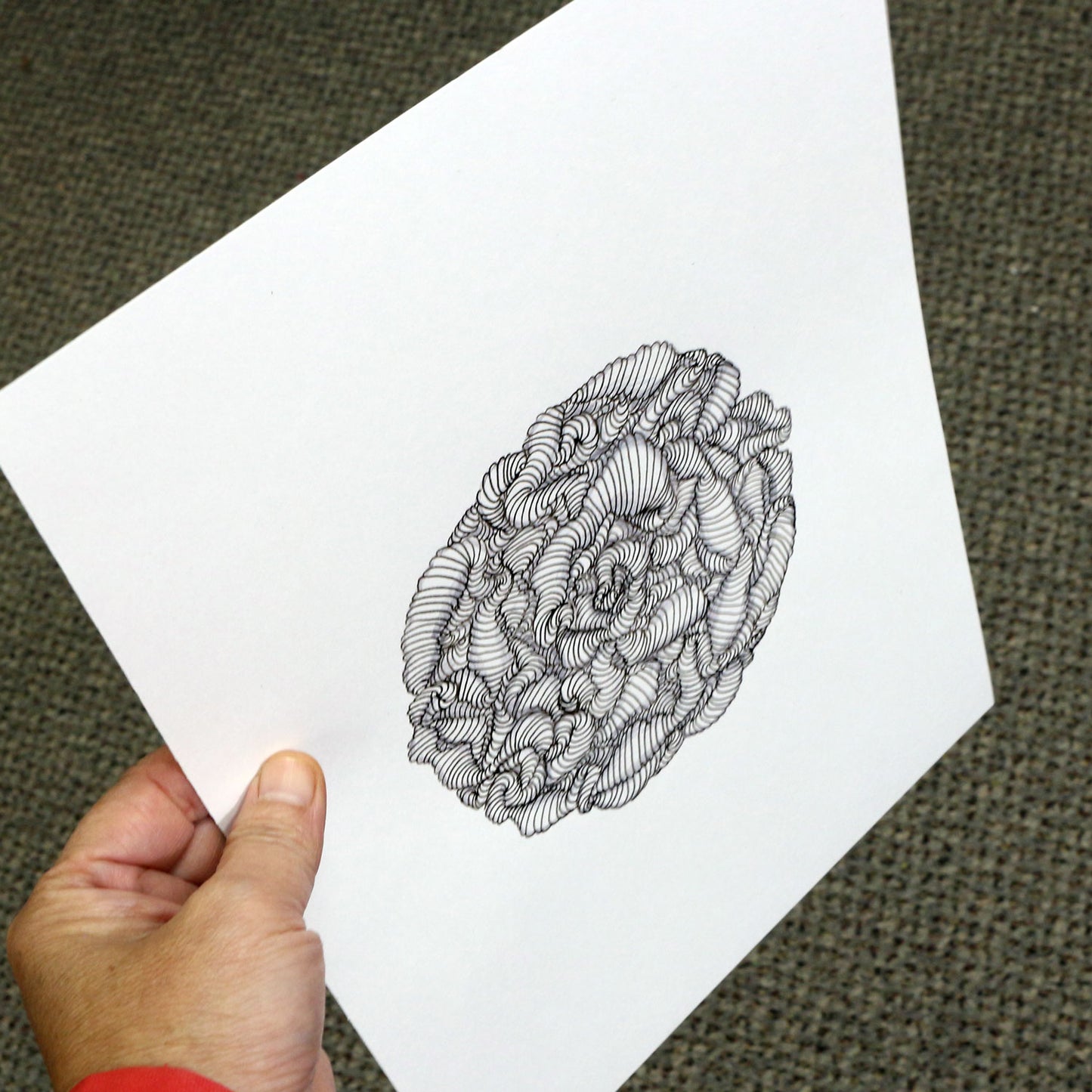 Original 9"x12" Mixed Media Drawing on Paper M109 "Odd Ball" Gray