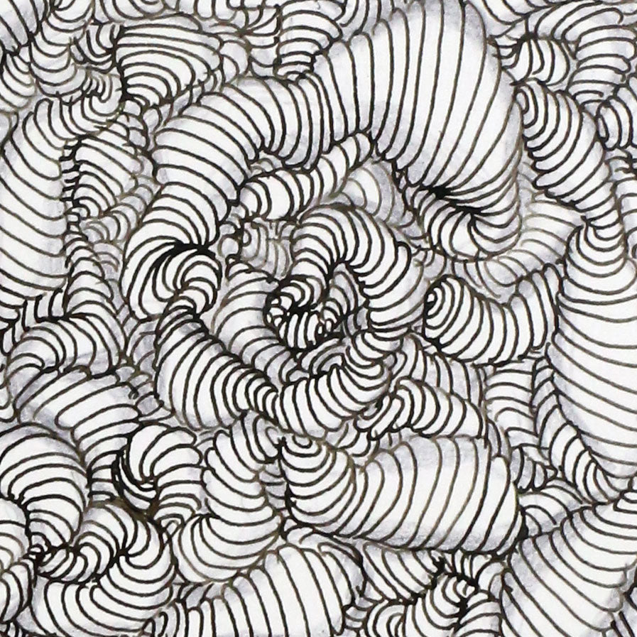 Original 9"x12" Mixed Media Drawing on Paper M109 "Odd Ball" Gray