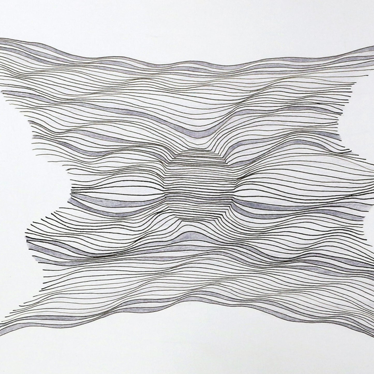 Original 9"x12" Mixed Media Drawing on Paper M111 "Ribbon" Gray