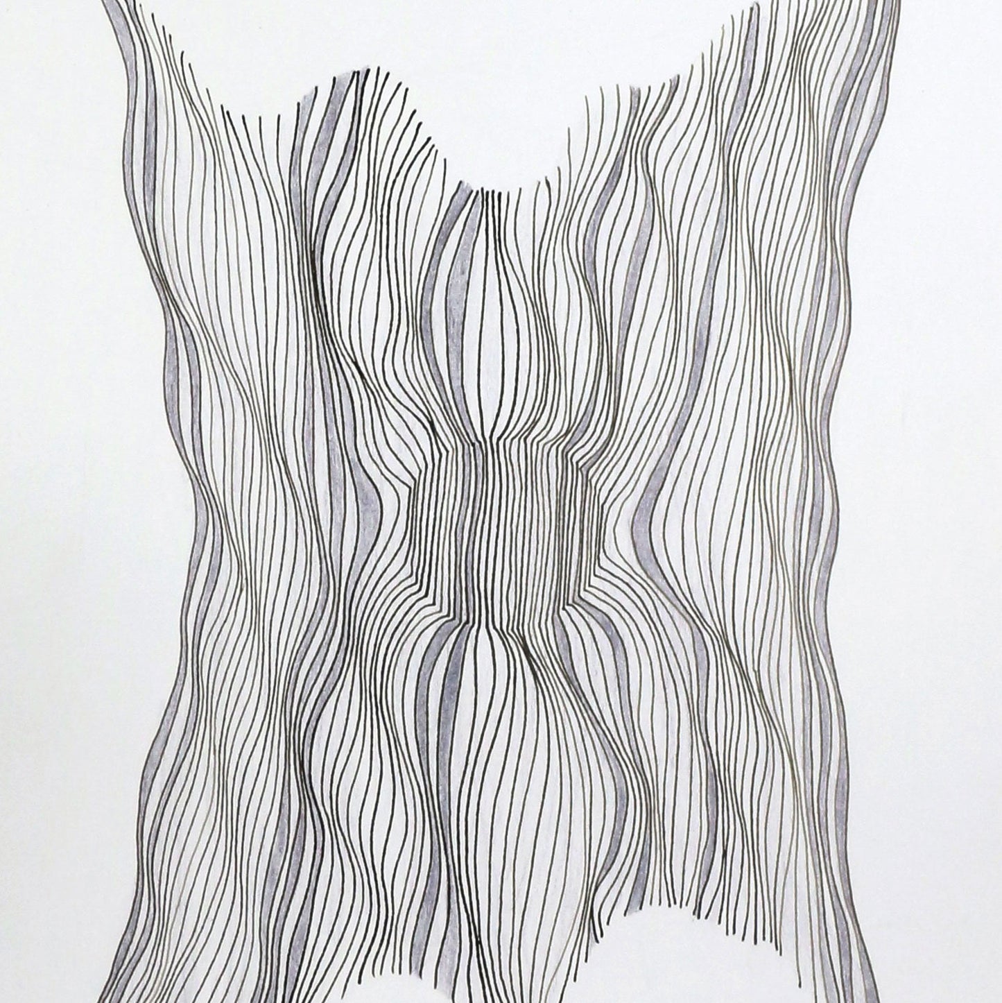 Original 9"x12" Mixed Media Drawing on Paper M111 "Ribbon" Gray