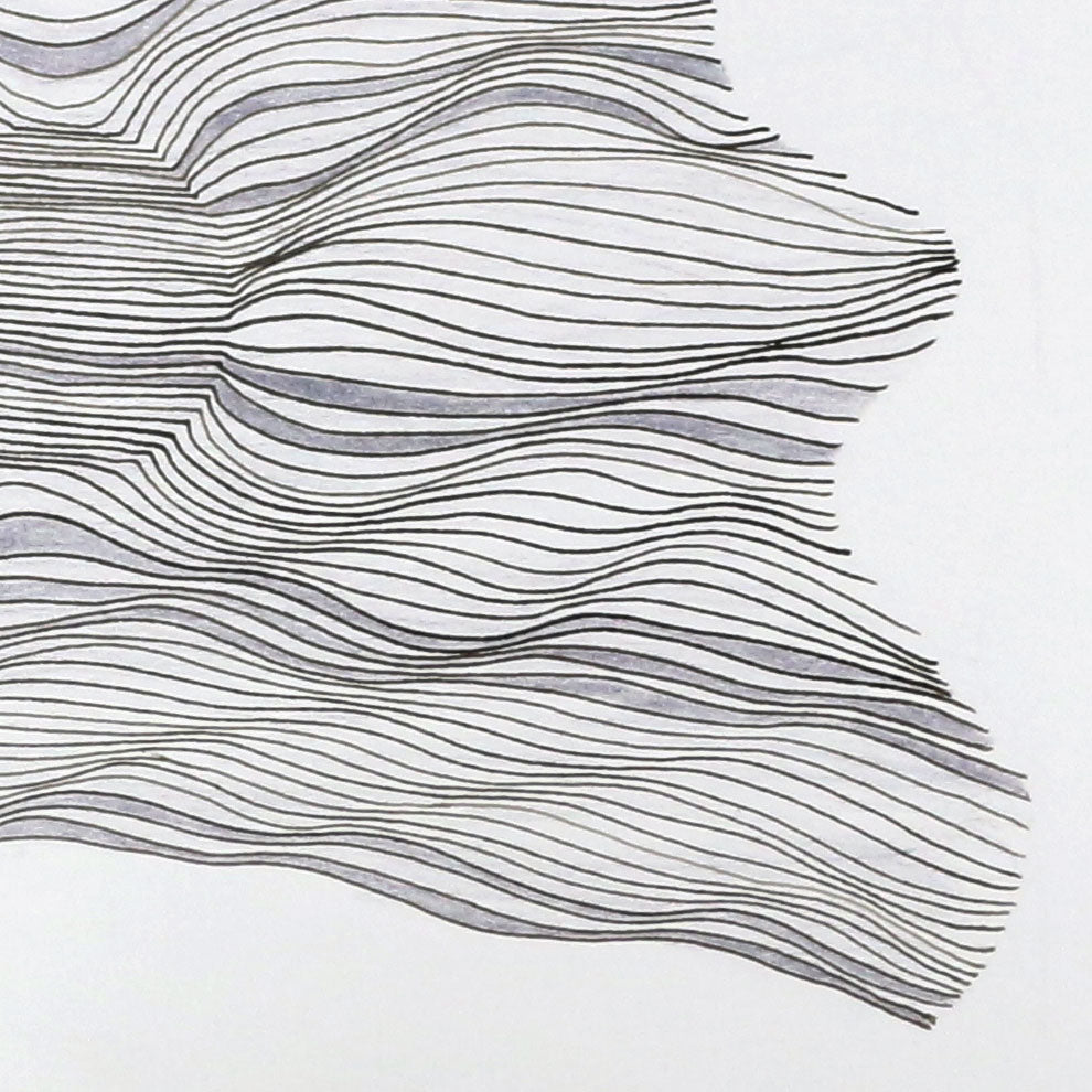 Original 9"x12" Mixed Media Drawing on Paper M111 "Ribbon" Gray