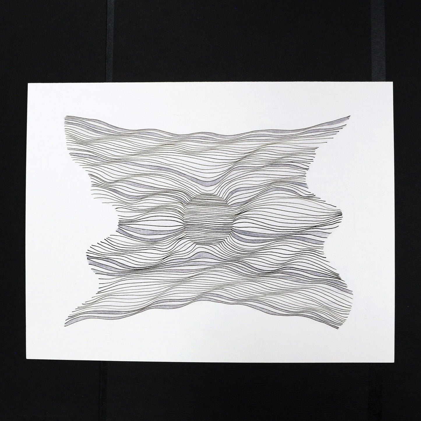 Original 9"x12" Mixed Media Drawing on Paper M111 "Ribbon" Gray