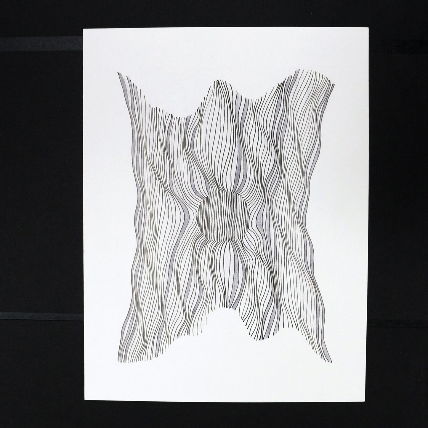 Original 9"x12" Mixed Media Drawing on Paper M111 "Ribbon" Gray