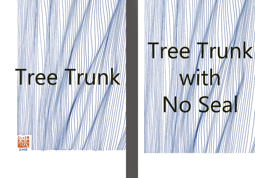 Tree Trunk with Red Seal - Print on Paper 8.5x11- Free Shipping in USA