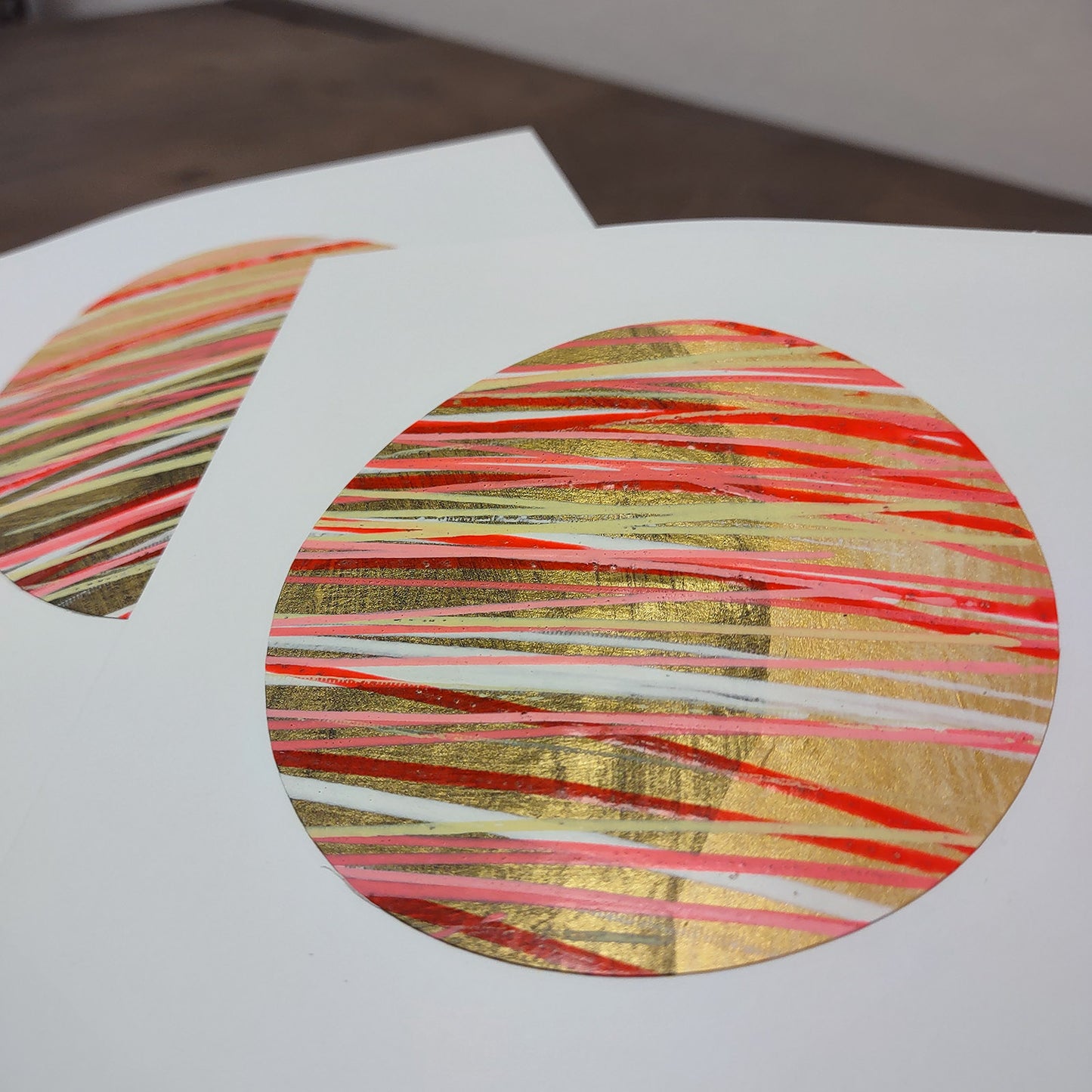 Set of 4 Original Greeting Cards Abstract Flamingo - Set A