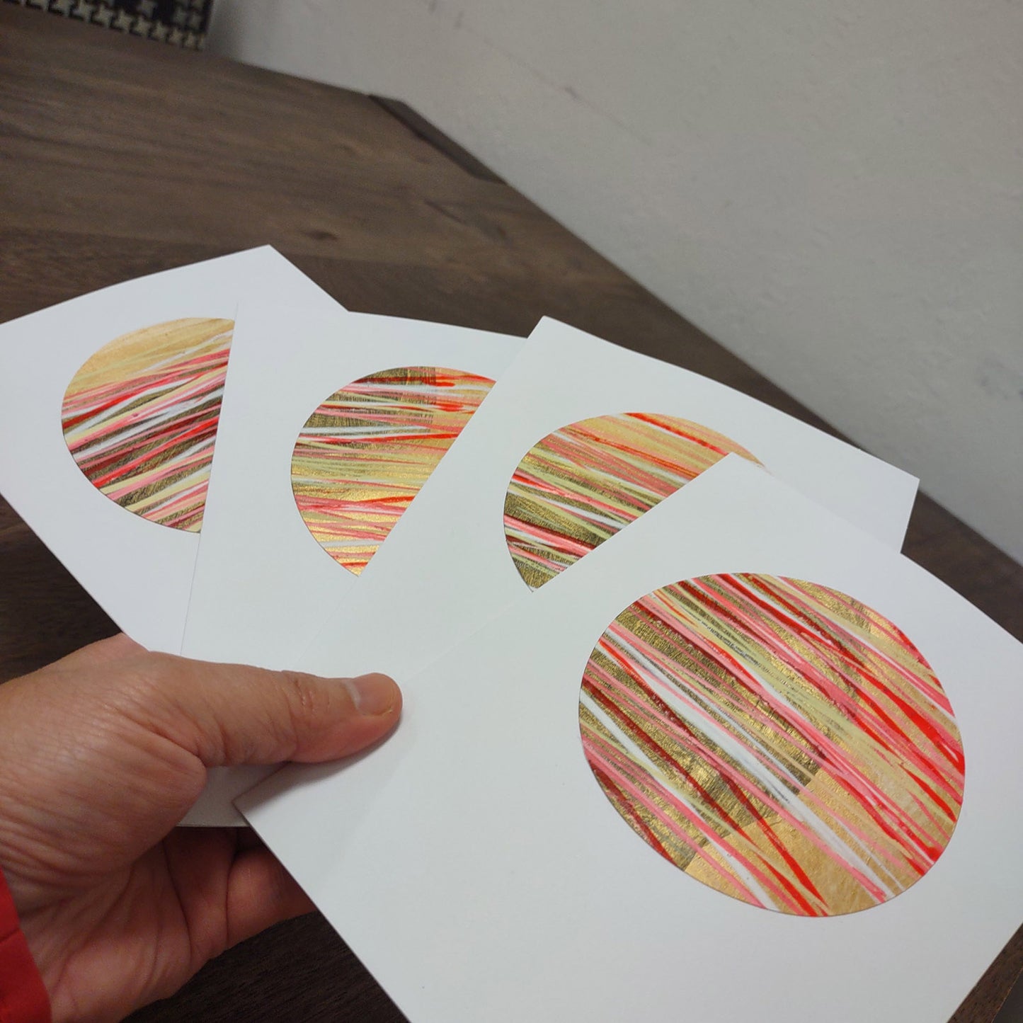 Set of 4 Original Greeting Cards Abstract Flamingo - Set A