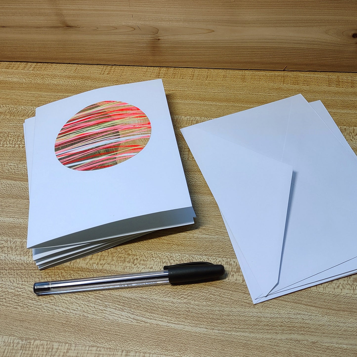 Set of 4 Original Greeting Cards Abstract Flamingo - Set A
