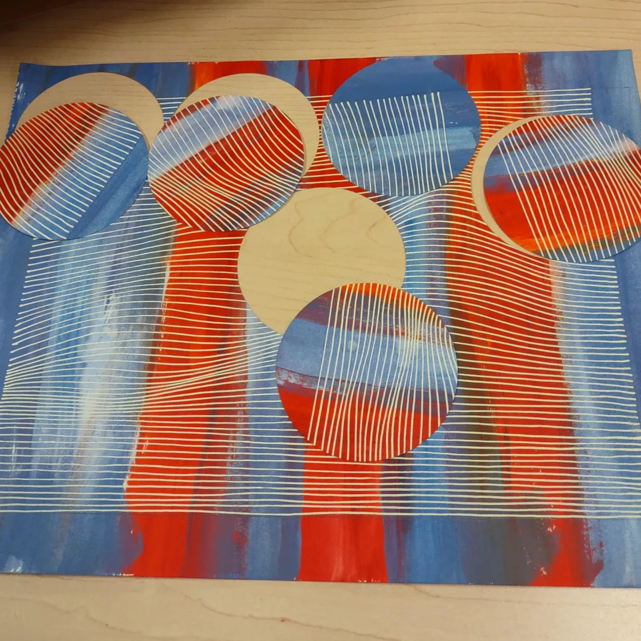 Set of 8 Original Acrylic Painting Greeting Cards - blue and red