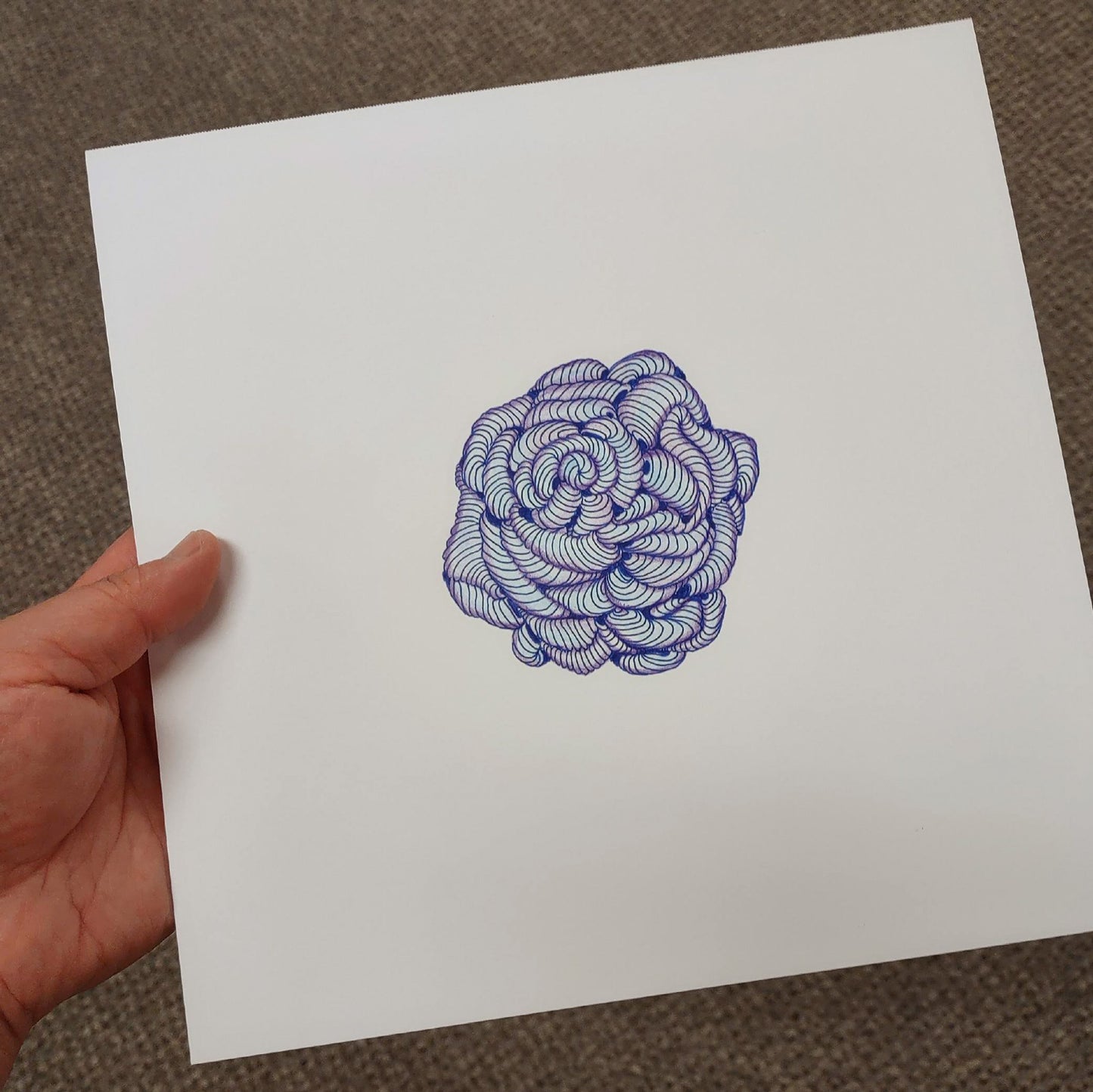 SOLD OUT - 8.5x8.5 Mixed Media Drawing on Paper M011 "Odd Ball"