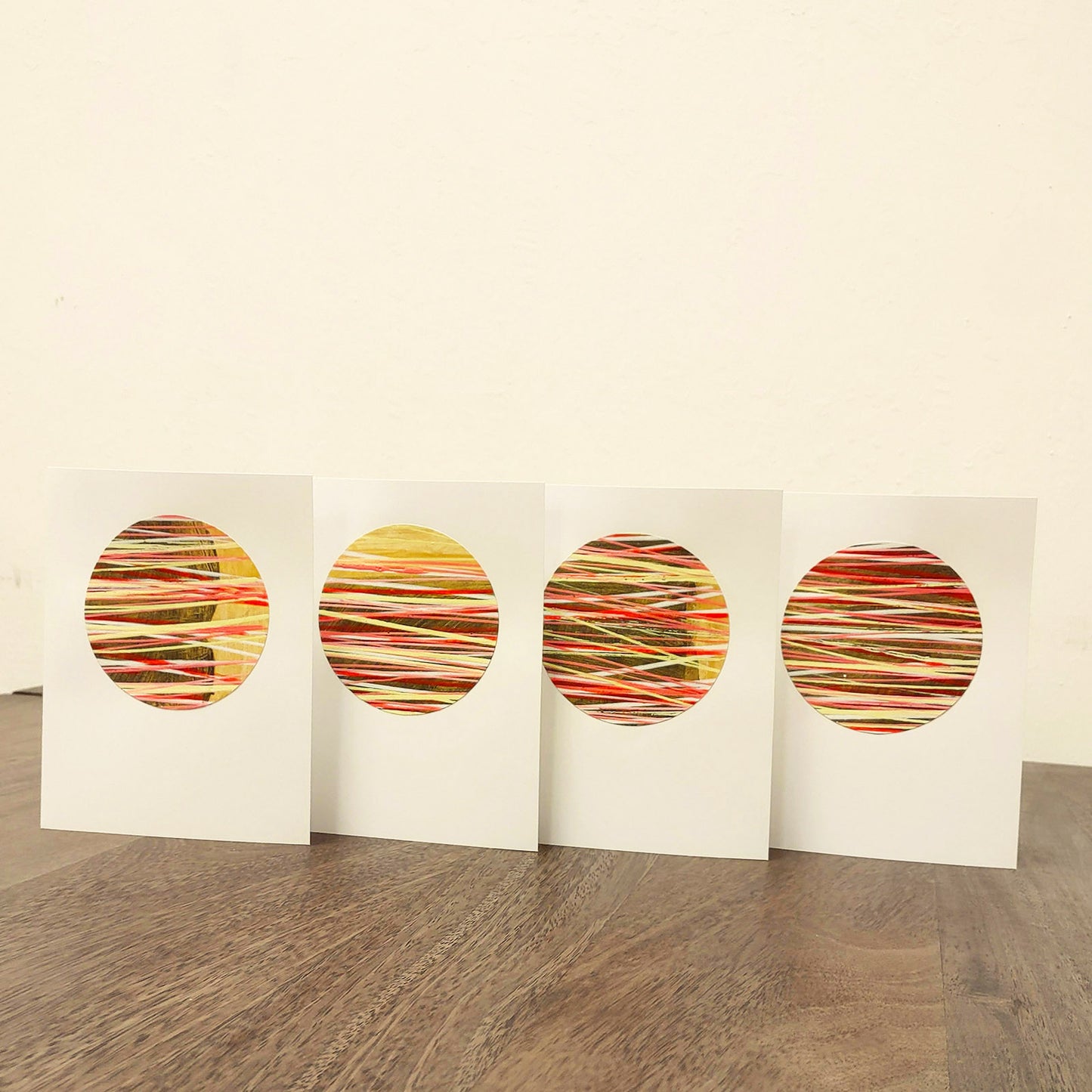 Set of 4 Original Greeting Cards Abstract Flamingo - Set B