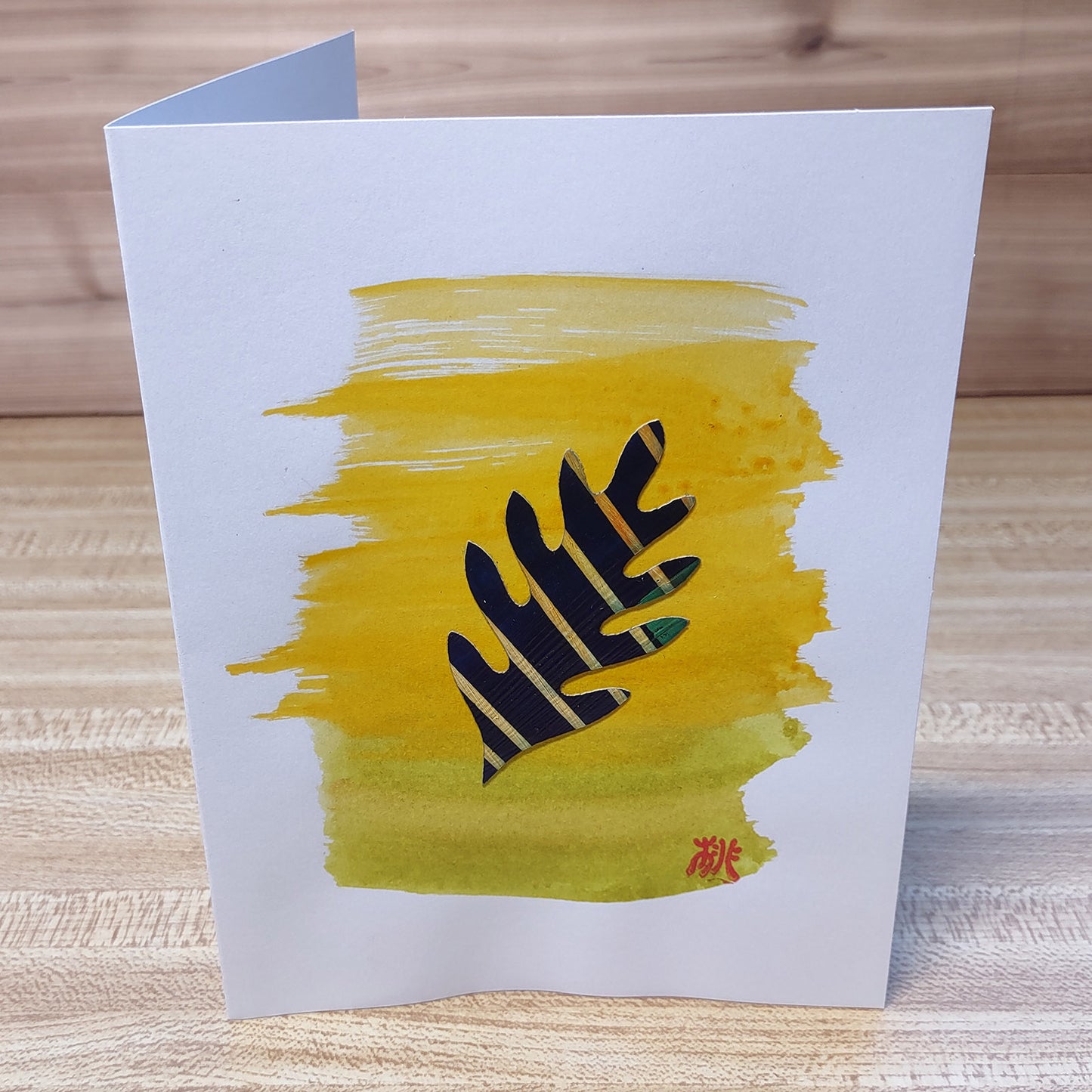 Set of 5 Original Greeting Card - Green Leafy