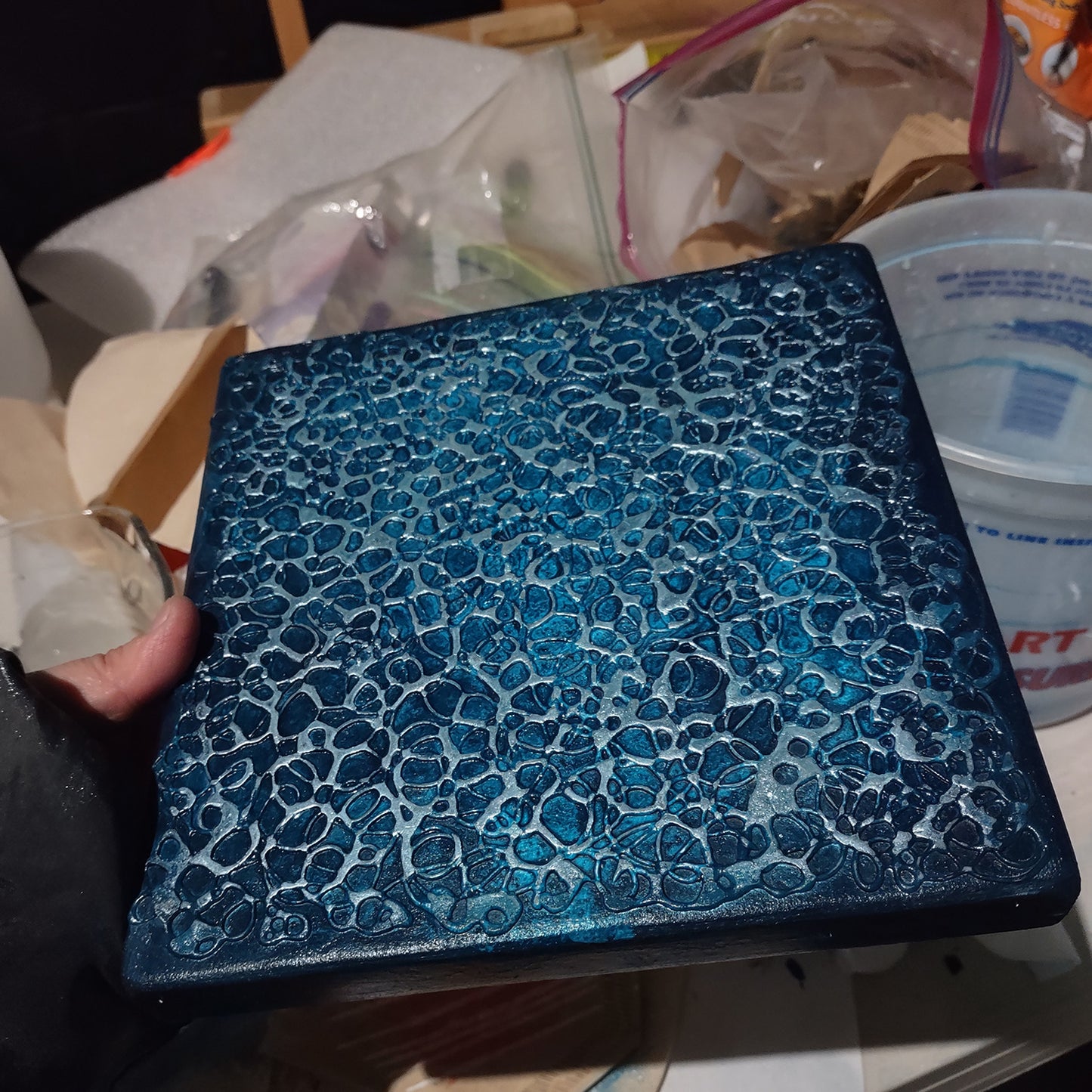 Texture Experiment 8x8 Turquoise with Metallic Blue