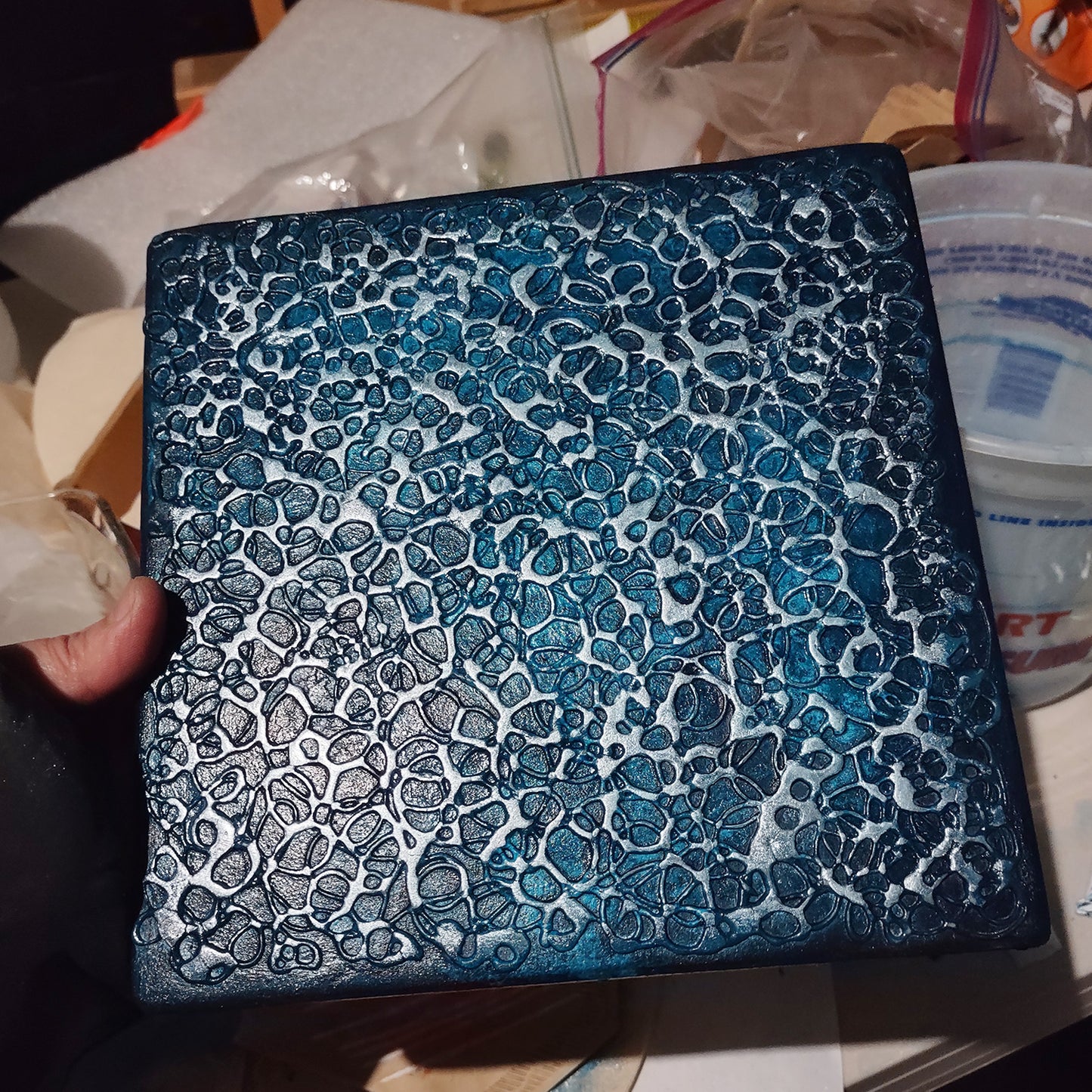 Texture Experiment 8x8 Turquoise with Metallic Blue