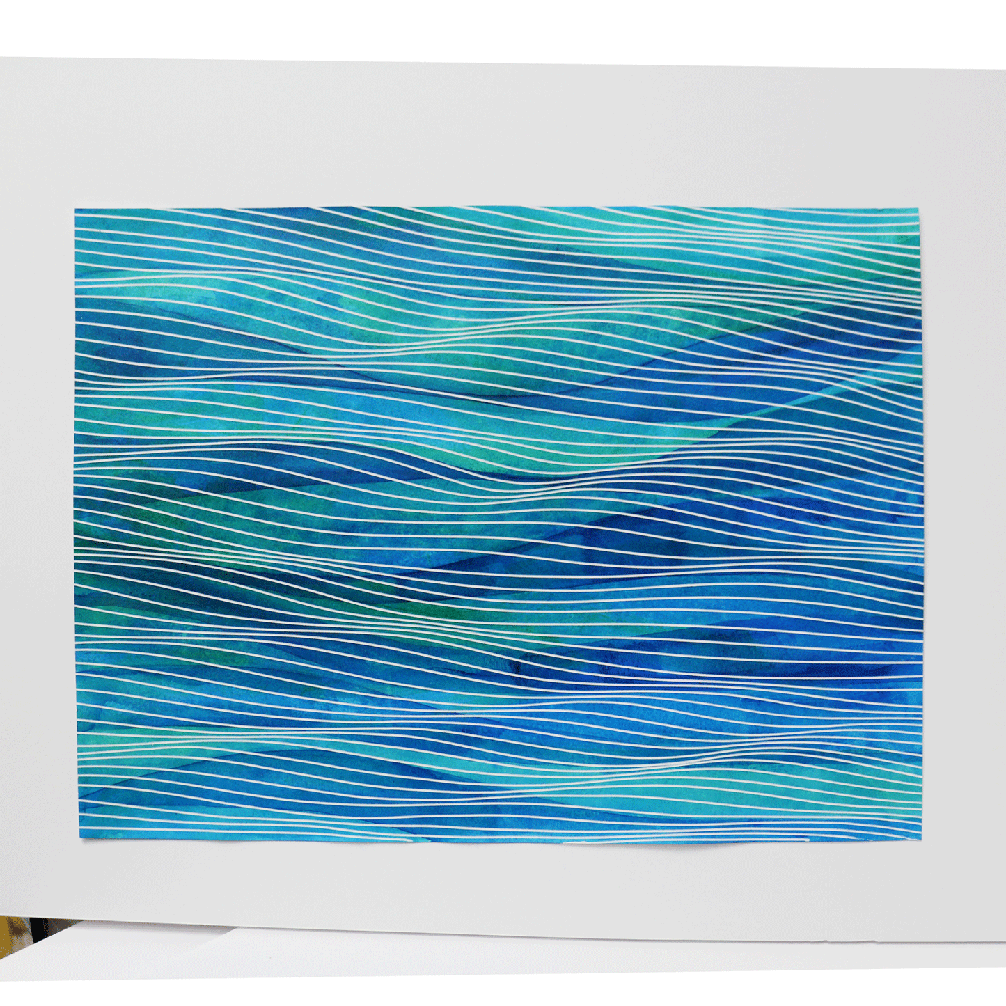 ALL ABOUT BLUE - ORIGINAL Acrylic Painting on Paper M015 - free shipping in US continental