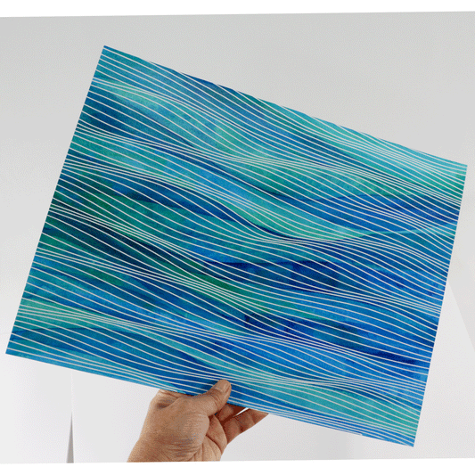 ALL ABOUT BLUE - ORIGINAL Acrylic Painting on Paper M015 - free shipping in US continental