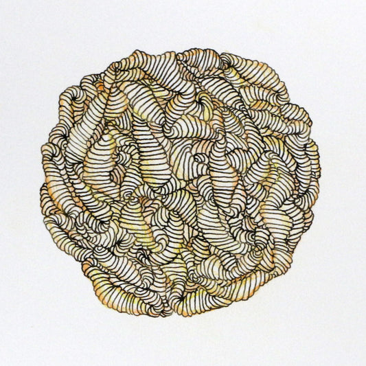 Original 7"x7" Mixed Media Drawing on Paper M105 "Odd Ball" Orange