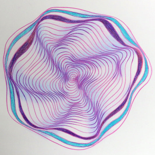 Original 9"x12" Mixed Medial Drawing on Paper - Spiral - Purple (M108)