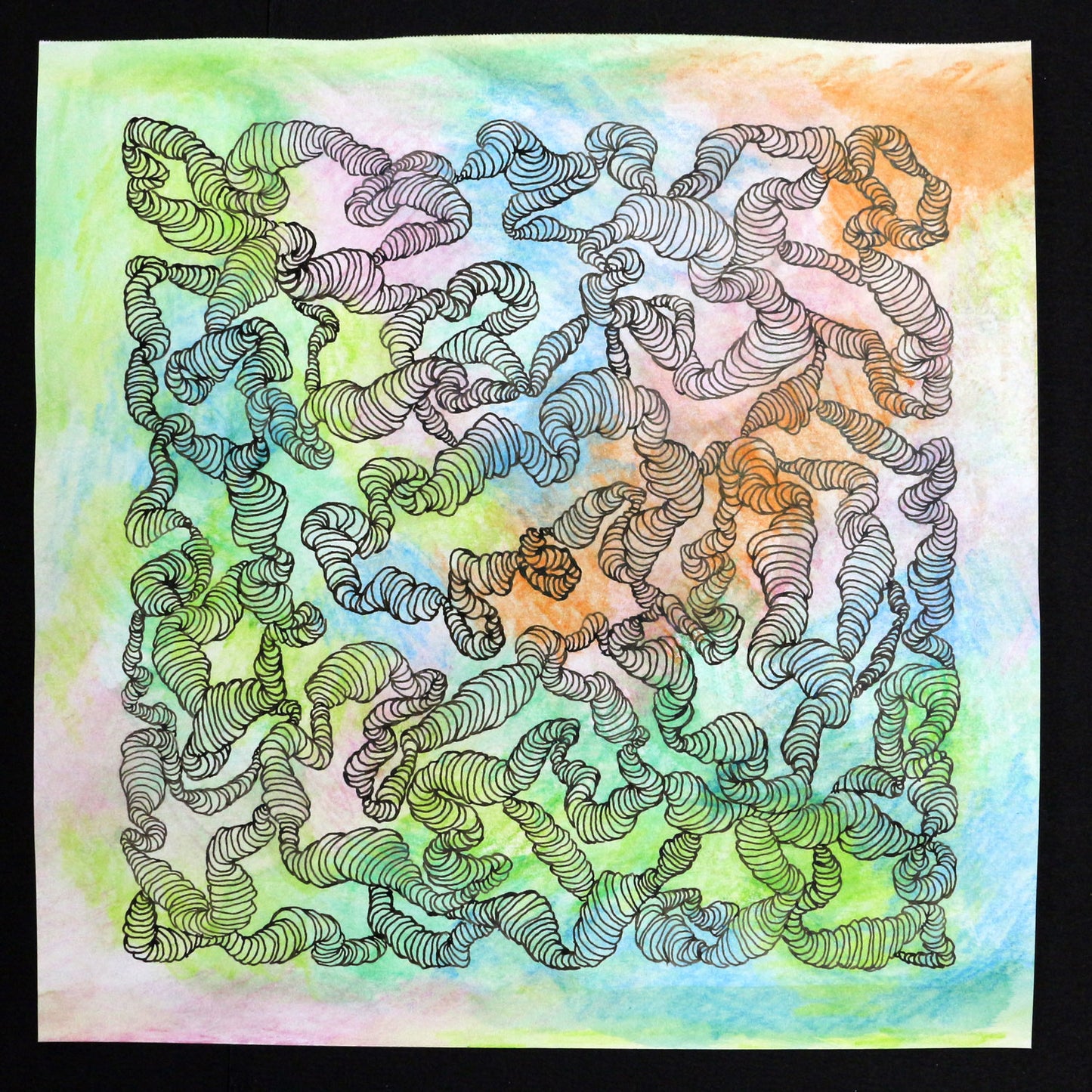 Original 9"x9" Mixed Media Drawing on Paper M112 "Odd Square"