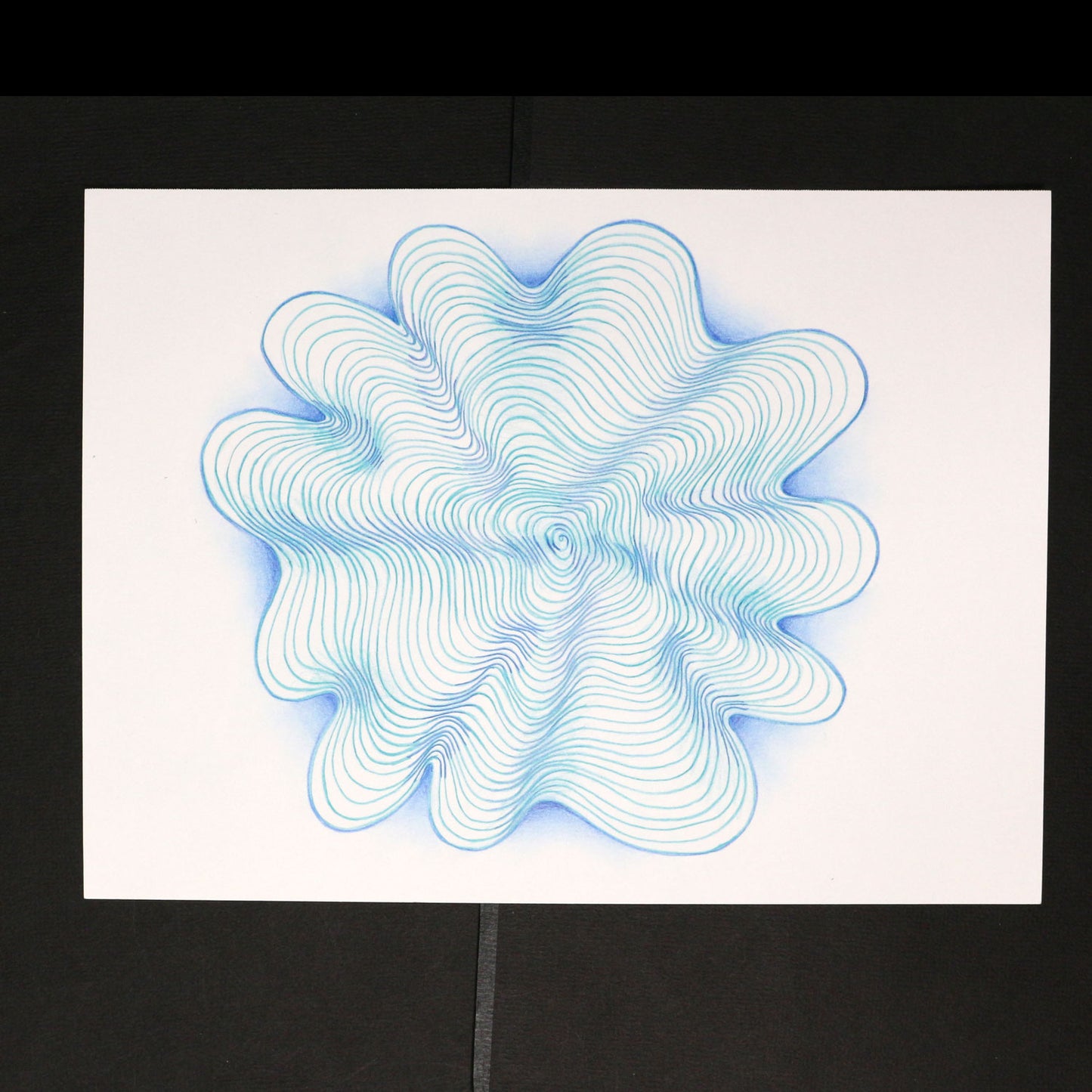 Original 9"x12"Colored Pencil Drawing on Paper - Spiral - blue (M116)