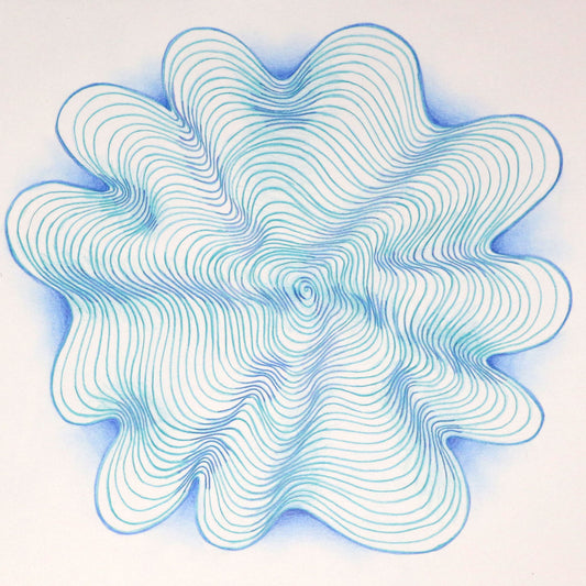 Original 9"x12"Colored Pencil Drawing on Paper - Spiral - blue (M116)