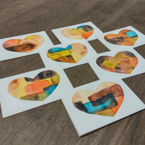 Set of 7 Original Mini Notecards - Momofied Sepia Hearts