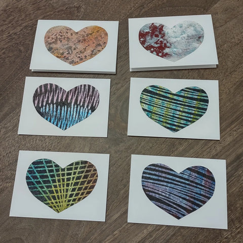 Set of 6 Original Mini Notecards - Momo-fied Metallic Hearts