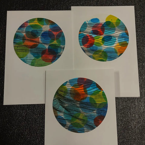 3 Original Mini Notecards - colored dots 3 pieces