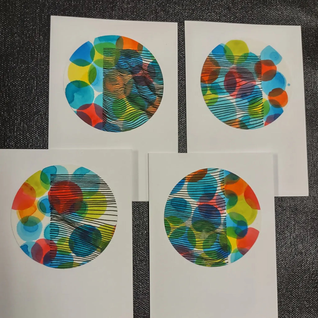 4 Original Mini Notecards - colored dots