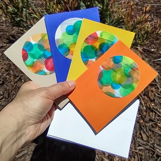 4 Original Mini Notecards - Abstract Candies -free shipping in USA