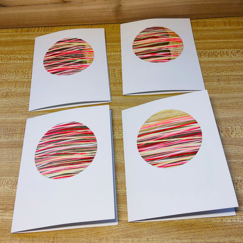 Set of 4 Original Greeting Cards Abstract Flamingo - Set B